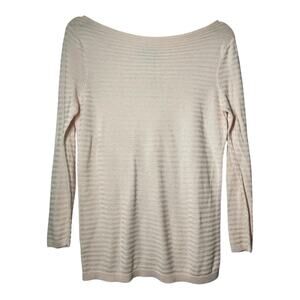 LOFT Lightweight Sweater Ribbed Boat Neck Sz Small Light Pine Balletcore Ribbed